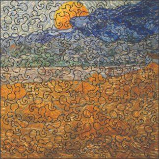 Spiral Inward Small - Van Gogh Auvers - Square - 101 Pieces whimsical wood jigsaw puzzle.