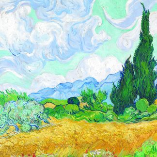 Spiral Inward Small - Van Gogh Wheatfields - Square - 101 Pieces whimsical wood jigsaw puzzle.
