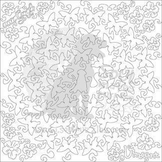 Blank FlutterBye Circle - Large Pieces - Blank laser cut keyline - Square - 123 Pieces whimsical wood jigsaw puzzle.