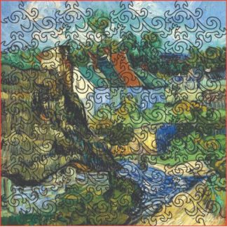 Hooked on Angels Tessallation Sml - Van Gogh - Square - 82 Pieces whimsical wood jigsaw puzzle.