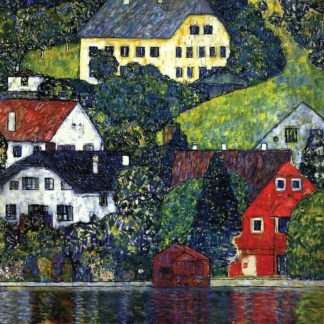 Hooked on Angels Tessellation Sml - Houses At Unterach by Klimt - Square - 82 Pieces whimsical wood jigsaw puzzle.