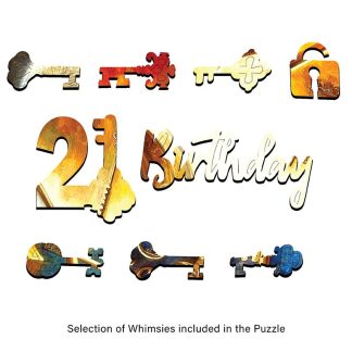 Keys: 21st Birthday - AI Generated Image, 21 number and keys - Portrait, Rect - 215 Pieces whimsical wood jigsaw puzzle.