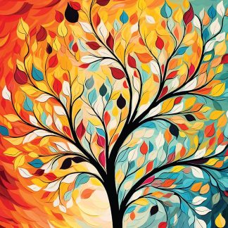 Autumn - Tree of Life - Square - 231 Pieces whimsical wood jigsaw puzzle.