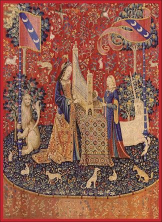 Lady & the Unicorn Hear - Portrait, Rect - 210 Pieces whimsical wood jigsaw puzzle.