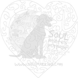blank DogHeart - Blank laser cut keyline - Shaped - 38 Pieces whimsical wood jigsaw puzzle.