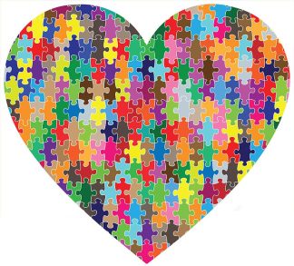 About Love - Heart Shaped - Puzzling Love - Shaped - 142 Pieces whimsical wood jigsaw puzzle.