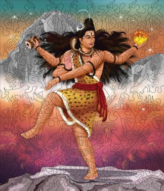 Celebration of the Temple Dancers - Nataraja - Portrait, Rect - 148 Pieces whimsical wood jigsaw puzzle.