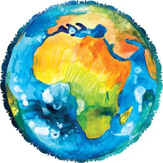 South Africa 30th Democracy Mandala - Watercolor Earth - Shaped - 309 Pieces whimsical wood jigsaw puzzle.