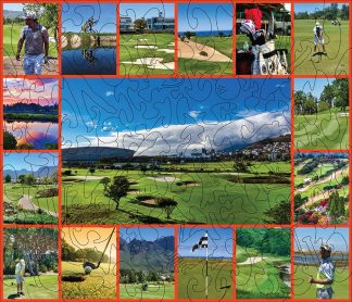 Golf Easy - Golf Collage - Landscape, Rect - 60 Pieces whimsical wood jigsaw puzzle.